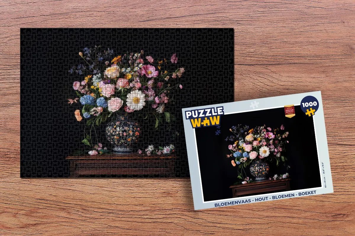 PuzzleWow Bloemenvaas Legpuzzel 1000 Stuks - Bloemen/Boeket