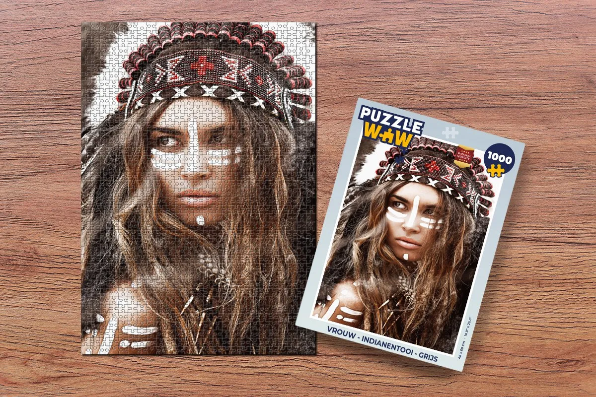 PuzzleWow Indianentooi Legpuzzel 1000 Stuks - Multicolor