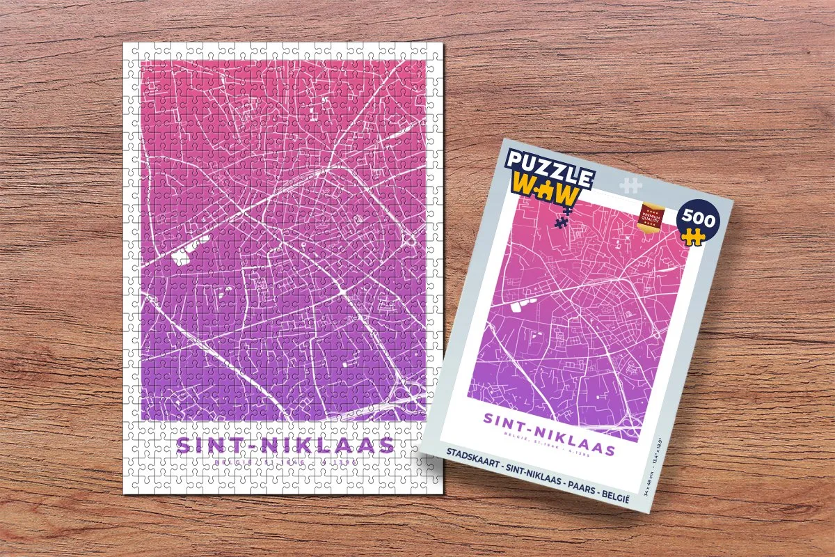 PuzzleWow Stadskaart Sint-Niklaas Legpuzzel 500 Stuks - Multicolor