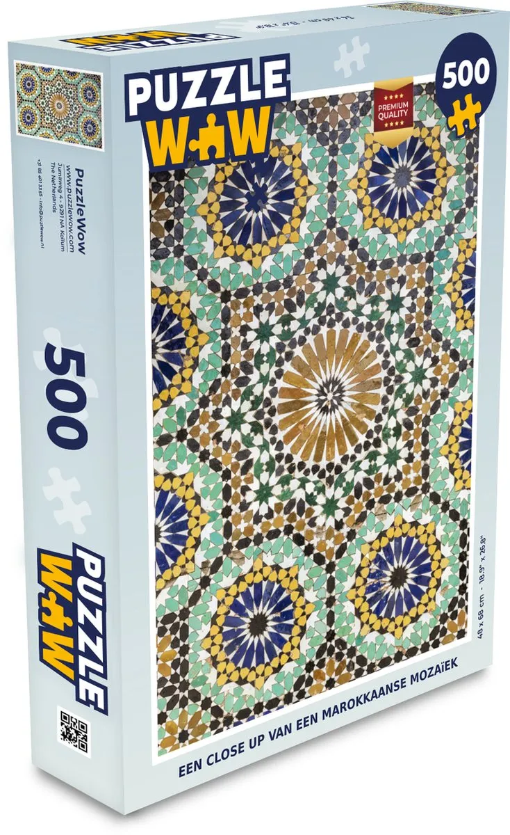 PuzzleWow Legpuzzel Marokkaanse Mozaïek 500 Stuks - Multicolor