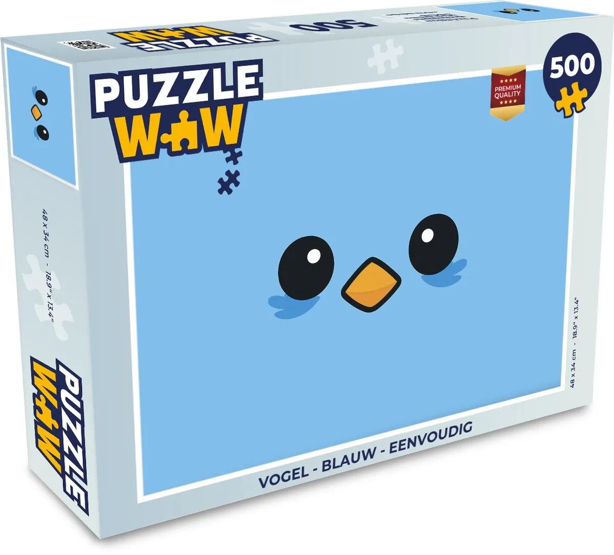 PuzzleWow Vogel Legpuzzel 500 Stuks - Blauw