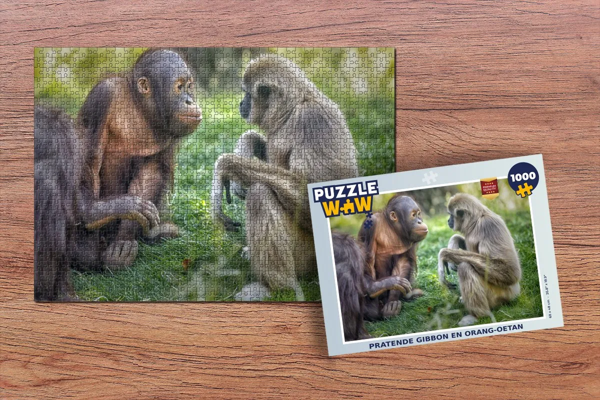 PuzzleWow Apen Familie Legpuzzel 1000 Stuks - Multicolor