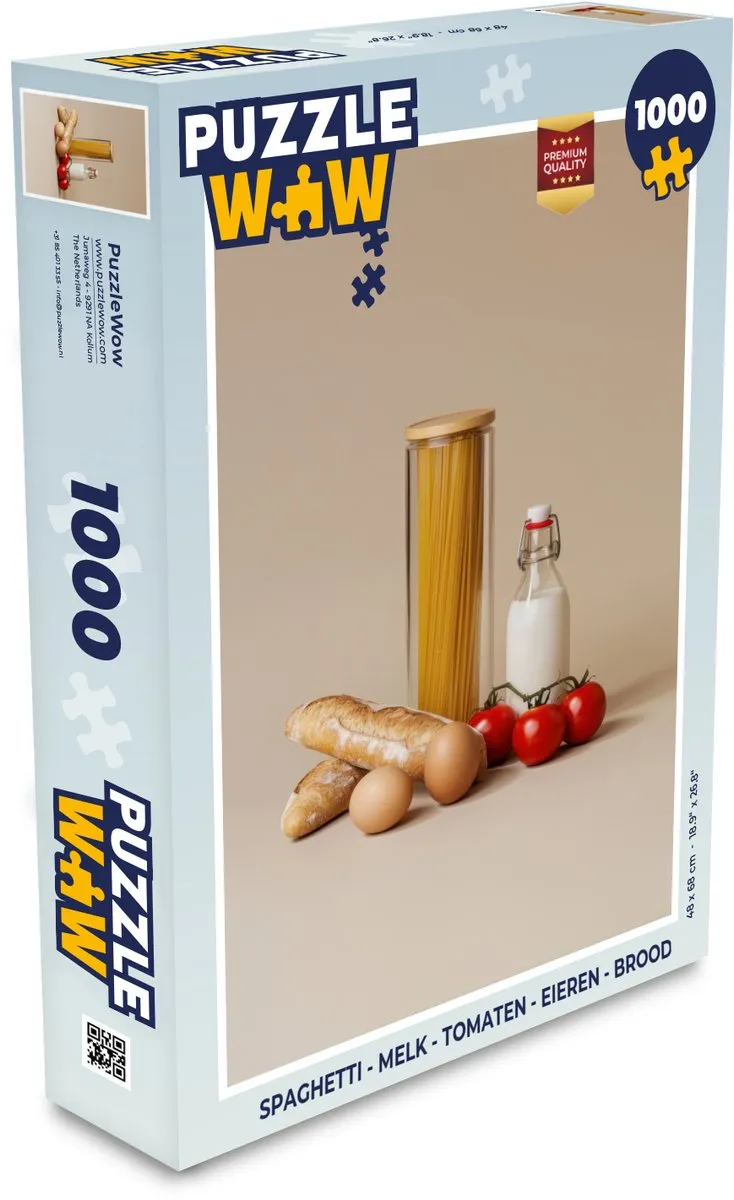 PuzzleWow Spaghetti Melk Tomaten Eieren Brood Legpuzzel 1000 Stuks