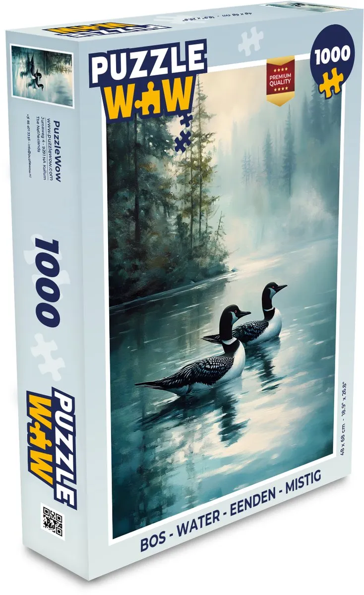 PuzzleWow Legpuzzel 1000 Stuks - Bos, Water & Eenden