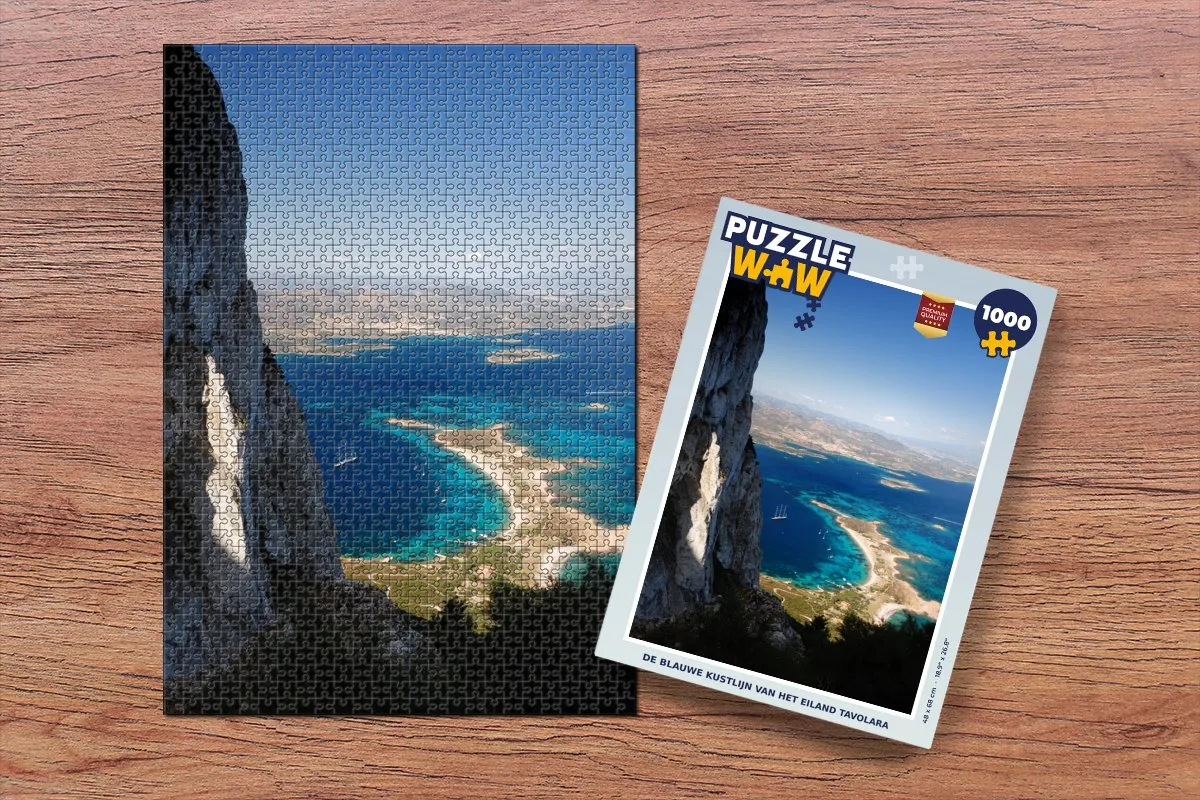 PuzzleWow De Blauwe Kustlijn Tavolara Legpuzzel 1000 Stuks - Multicolor