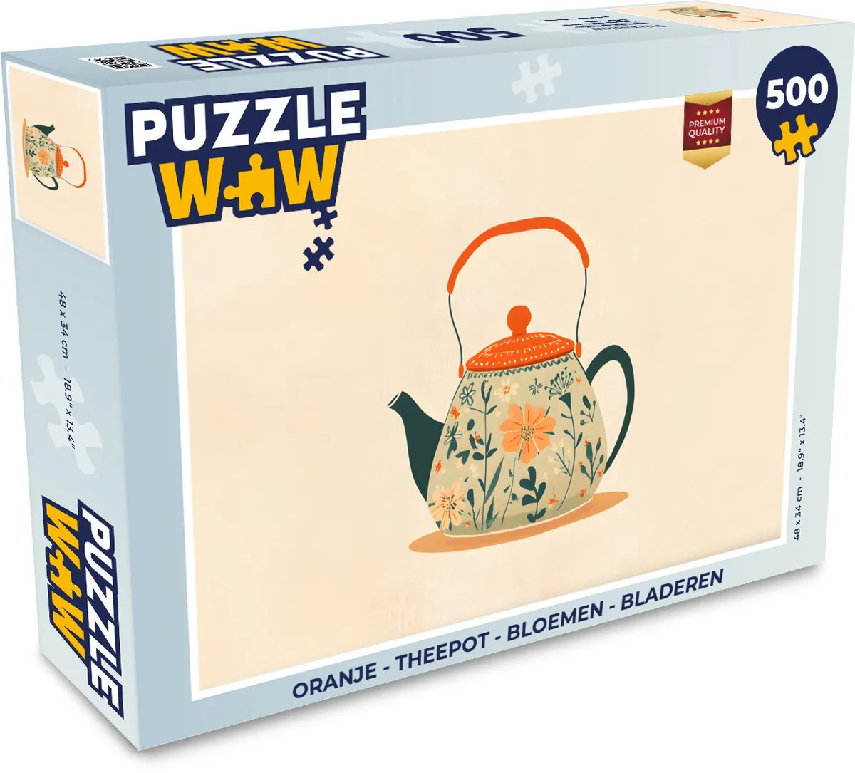 PuzzleWow Theepot Bloemen Legpuzzel 500 Stuks