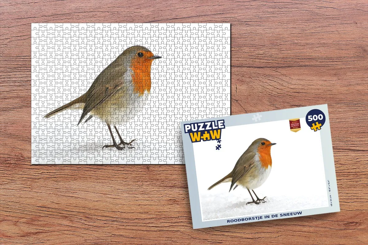 PuzzleWow Roodborstje Sneeuw Legpuzzel 500 Stuks - Multicolor