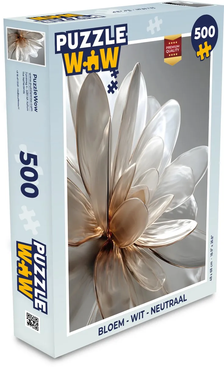 PuzzleWow Bloem Legpuzzel 500 Stuks - Wit