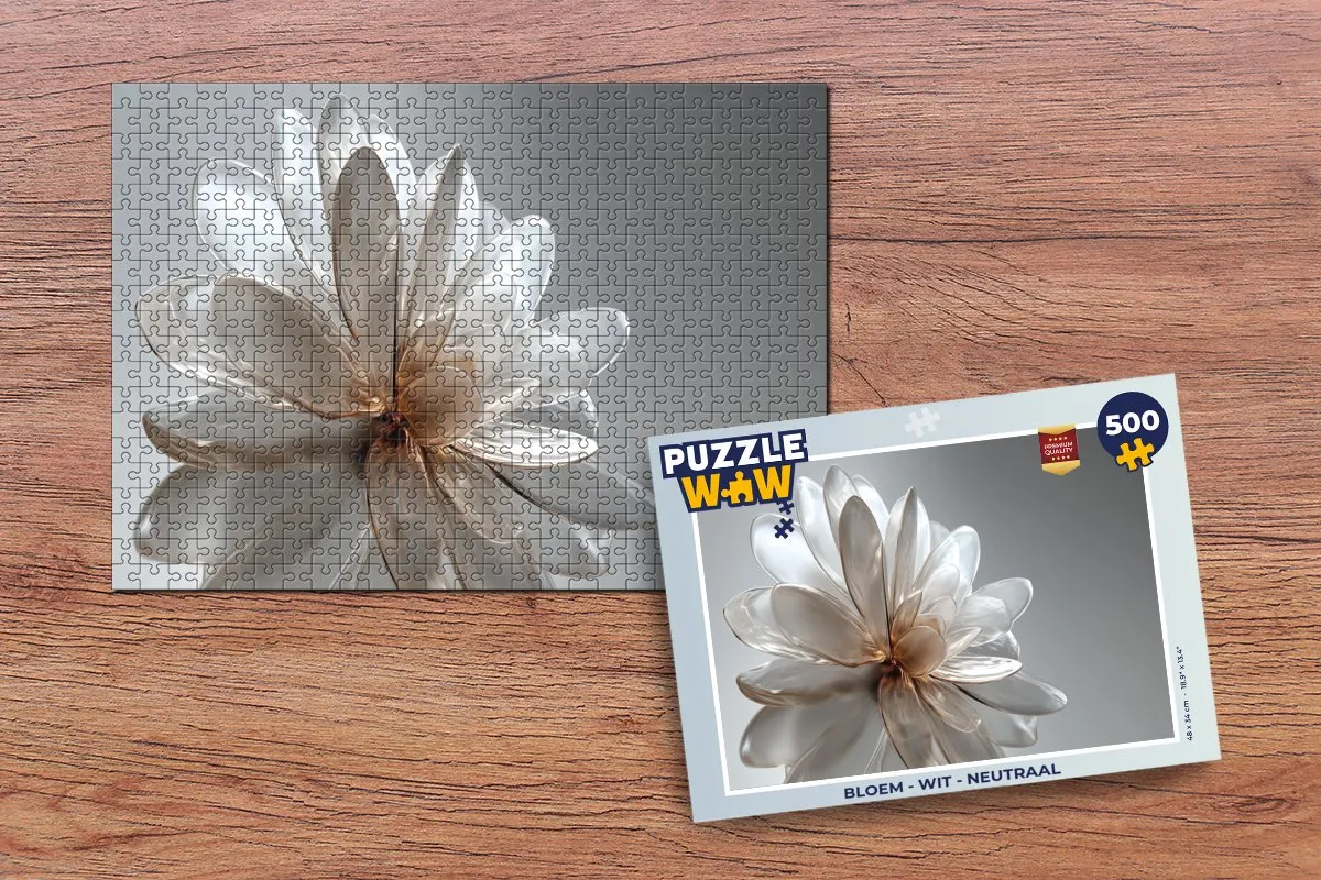 PuzzleWow Bloem Legpuzzel 500 Stuks - Wit