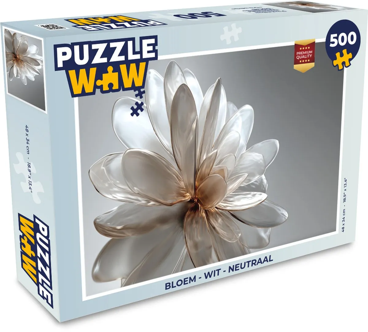 PuzzleWow Bloem Legpuzzel 500 Stuks - Wit