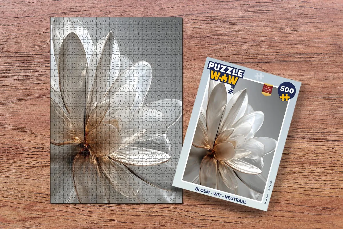 PuzzleWow Bloem Legpuzzel 500 Stuks - Wit