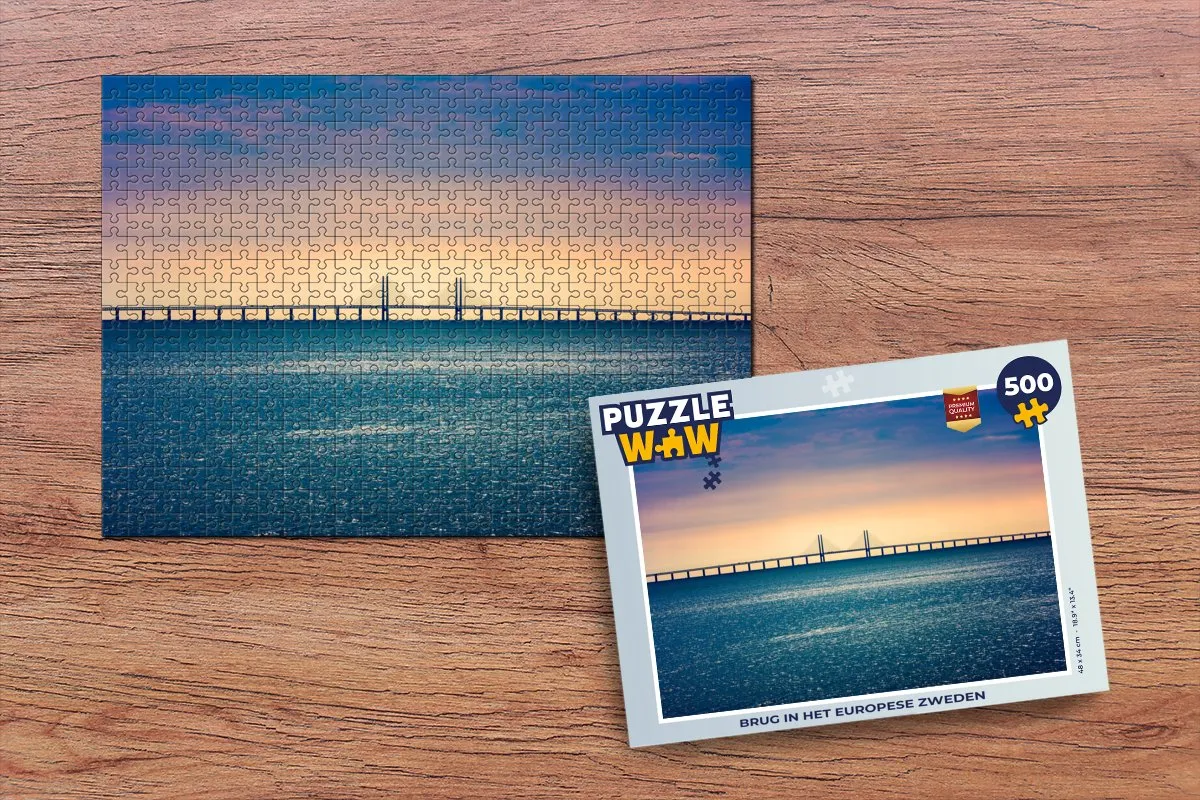 PuzzleWow Legpuzzel Brug in het Europese Zweden 500 Stuks - Multicolor