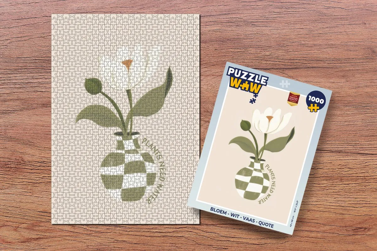 PuzzleWow Bloem Vaas Quote Legpuzzel 1000 Stuks - Wit