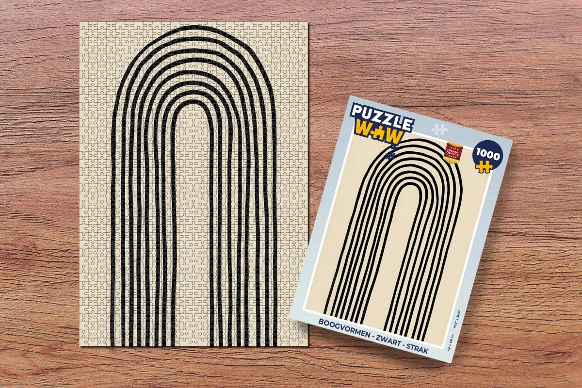 PuzzleWow Boogvormen Legpuzzel 1000 Stuks - Zwart