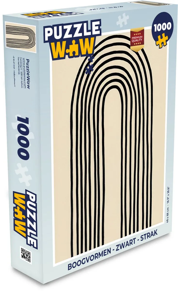 PuzzleWow Boogvormen Legpuzzel 1000 Stuks - Zwart