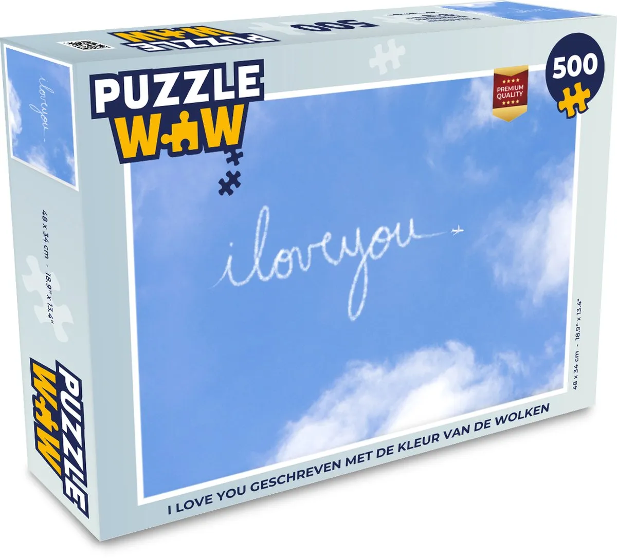 PuzzleWow I Love You Wolken Legpuzzel 500 Stuks - Multicolor