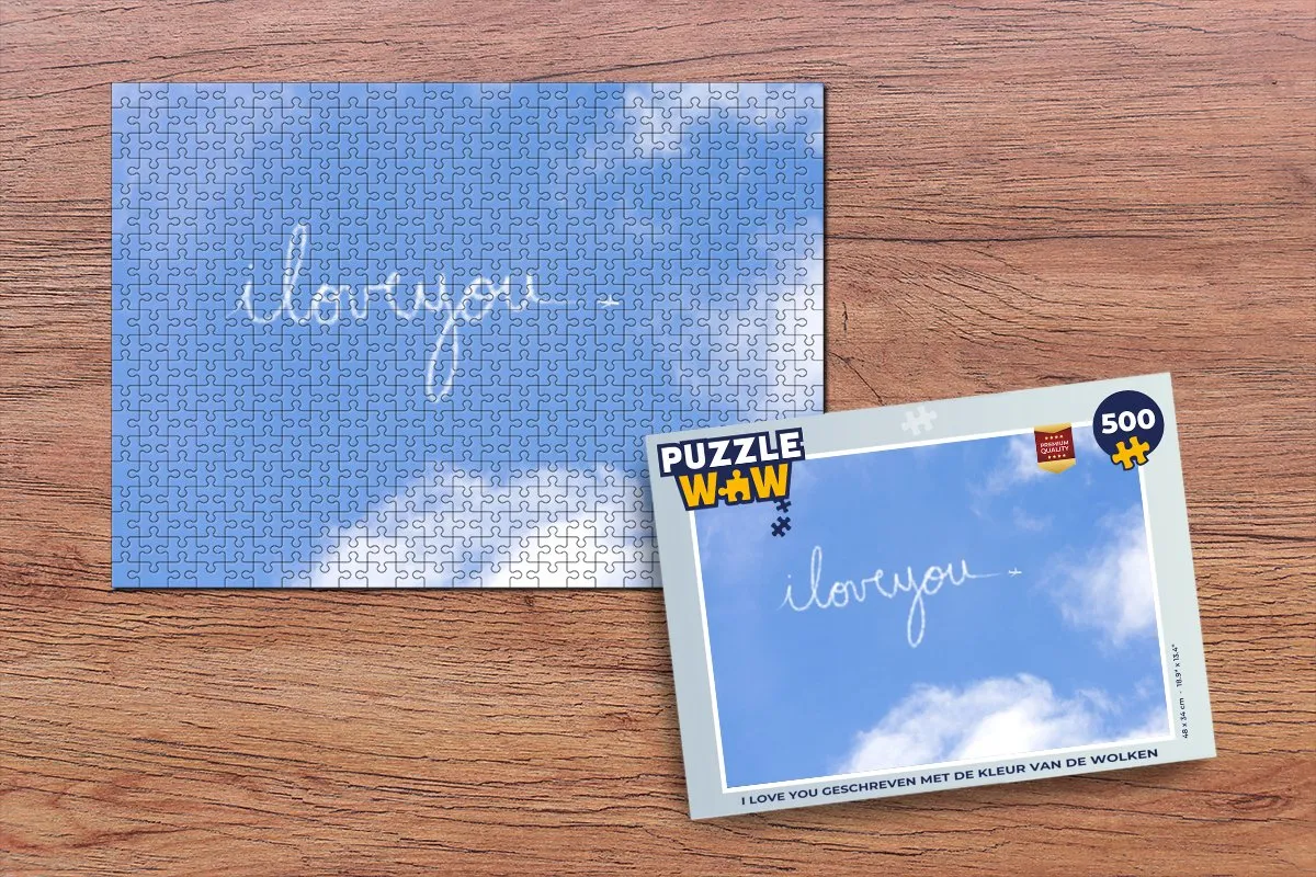 PuzzleWow I Love You Wolken Legpuzzel 500 Stuks - Multicolor