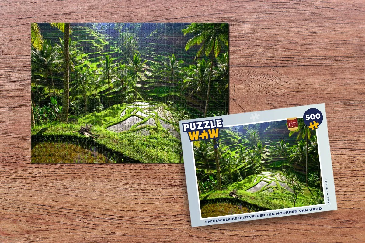 PuzzleWow Legpuzzel Rijstvelden Ubud 500 Stuks - Multicolor