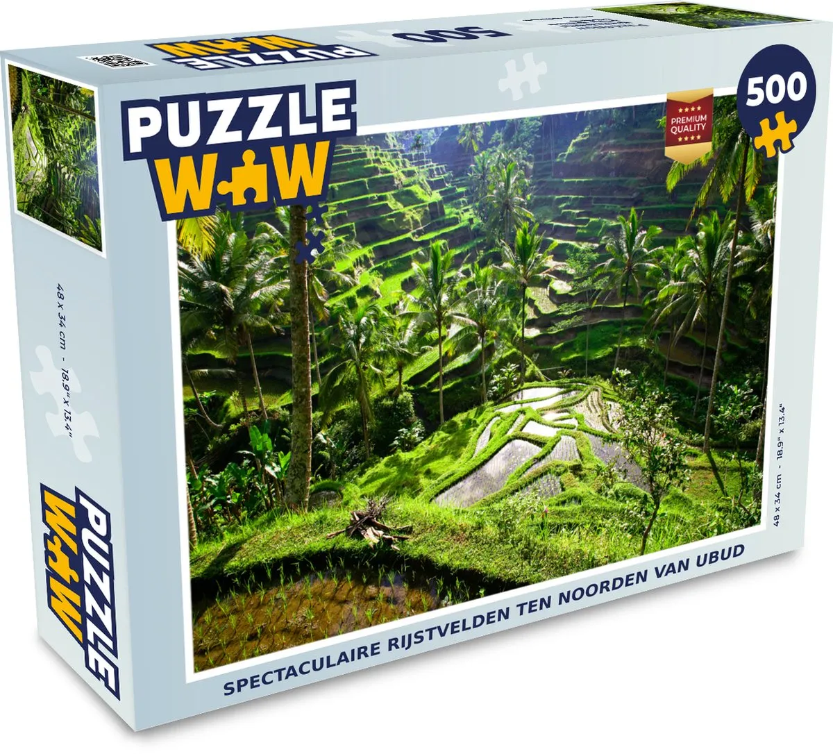 PuzzleWow Legpuzzel Rijstvelden Ubud 500 Stuks - Multicolor