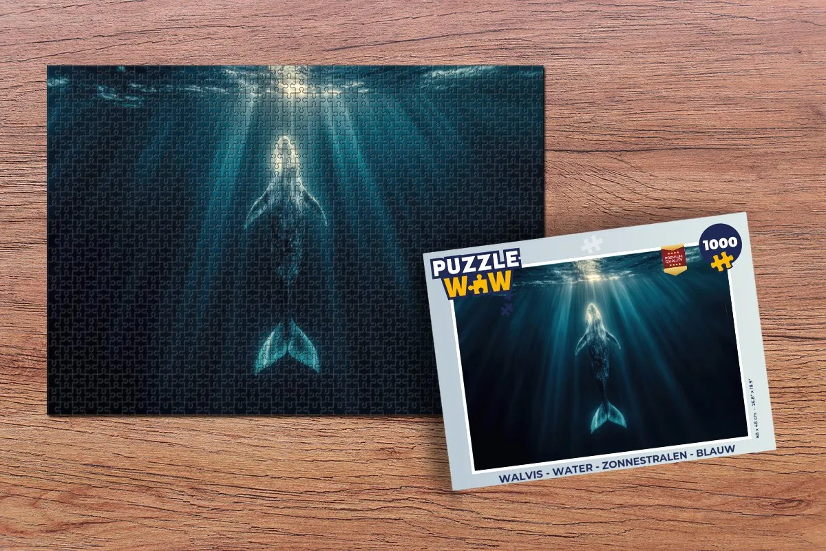 PuzzleWow Walvis Water Zonnestralen Legpuzzel 1000 Stuks - Blauw