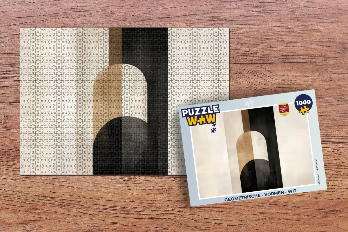 PuzzleWow Geometrische Legpuzzel 1000 Stuks - Wit/Goud/Zwart