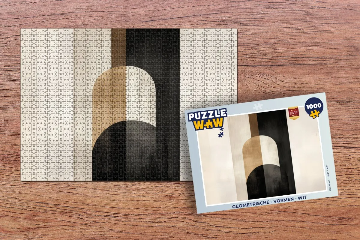 PuzzleWow Geometrische Legpuzzel 1000 Stuks - Wit/Goud/Zwart