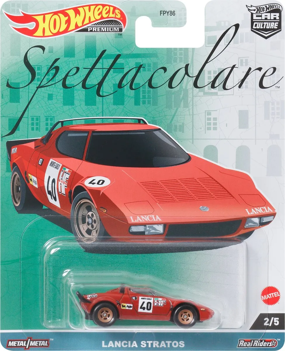 Hot Wheels Lancia Stratos NR HKC49 Racewagen - Zwart/Rood/Wit