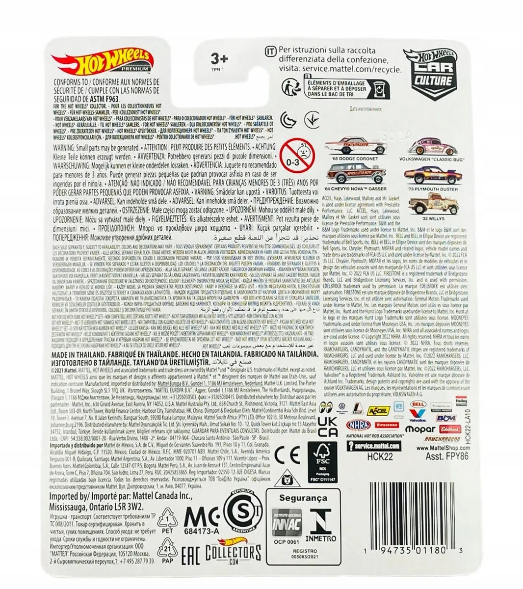 Hot Wheels '65 Dodge Coronet Drag Strip 1:64 Modelauto - Rood/Wit