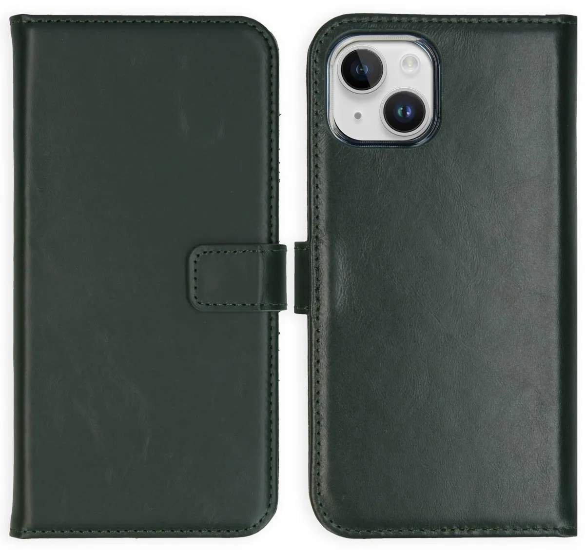Selencia Hoesje iPhone 15 Plus Bookcase - Groen - 3 Pasjes