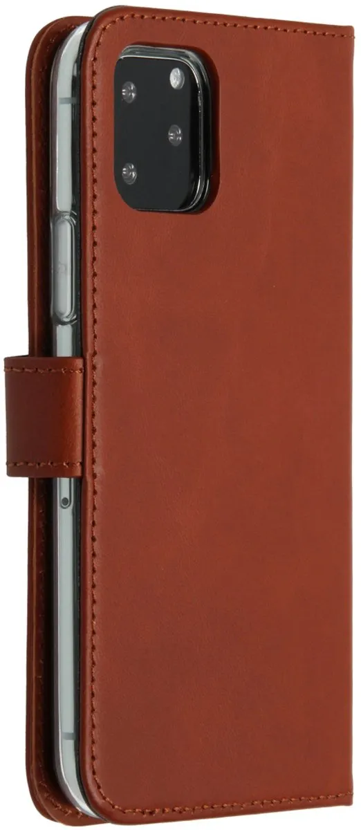 Selencia Hoesje iPhone 11 Pro Lichtbruin - Lederen Bookcase - 3 Pasjes