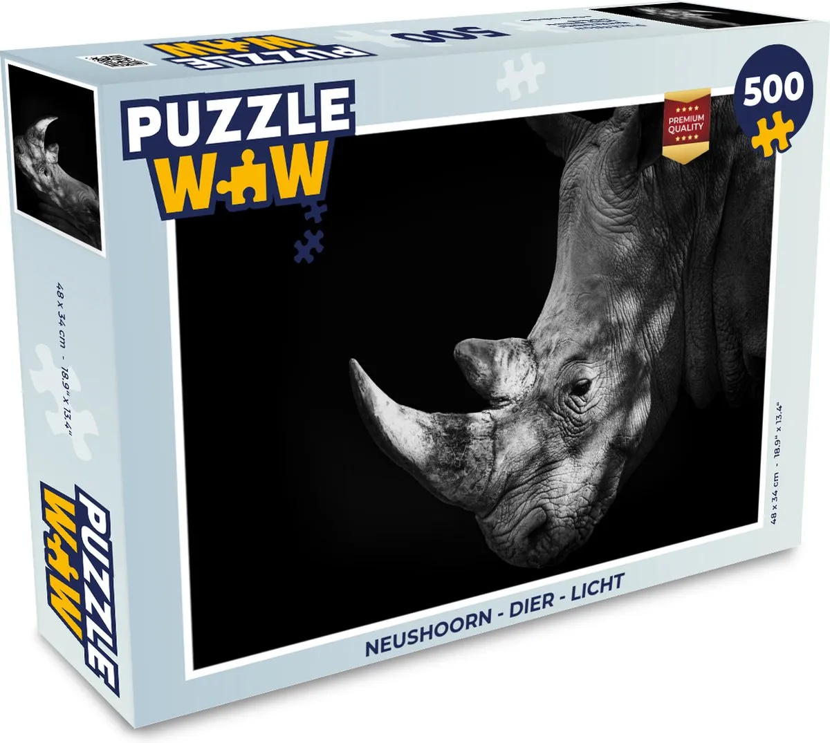 PuzzleWow Neushoorn Legpuzzel 500 Stuks