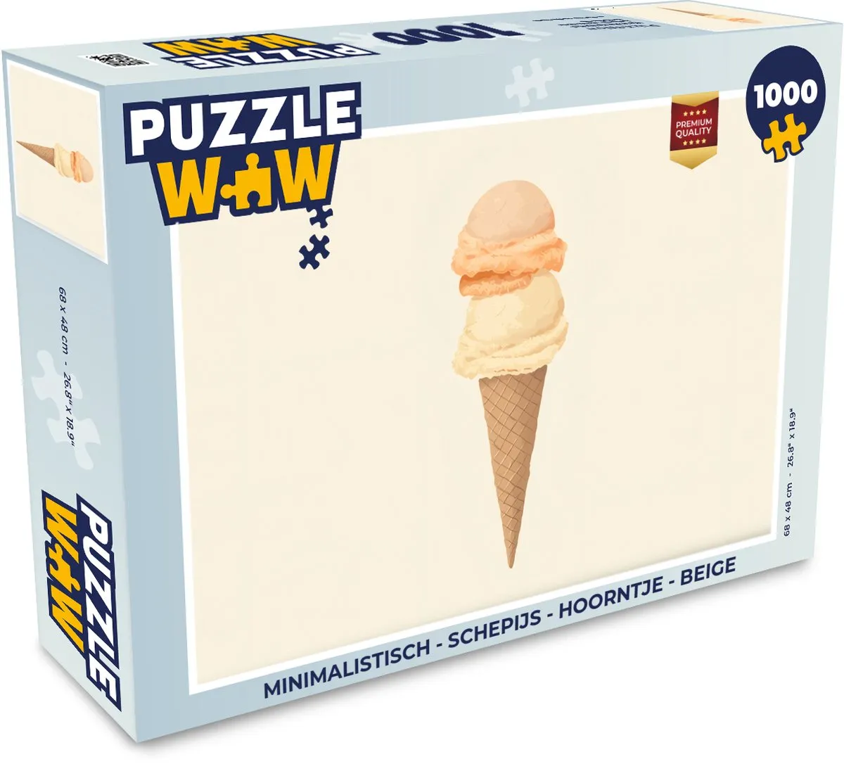 PuzzleWow Minimalistisch Schepijs Hoorntje Legpuzzel 1000 Stuks - Beige