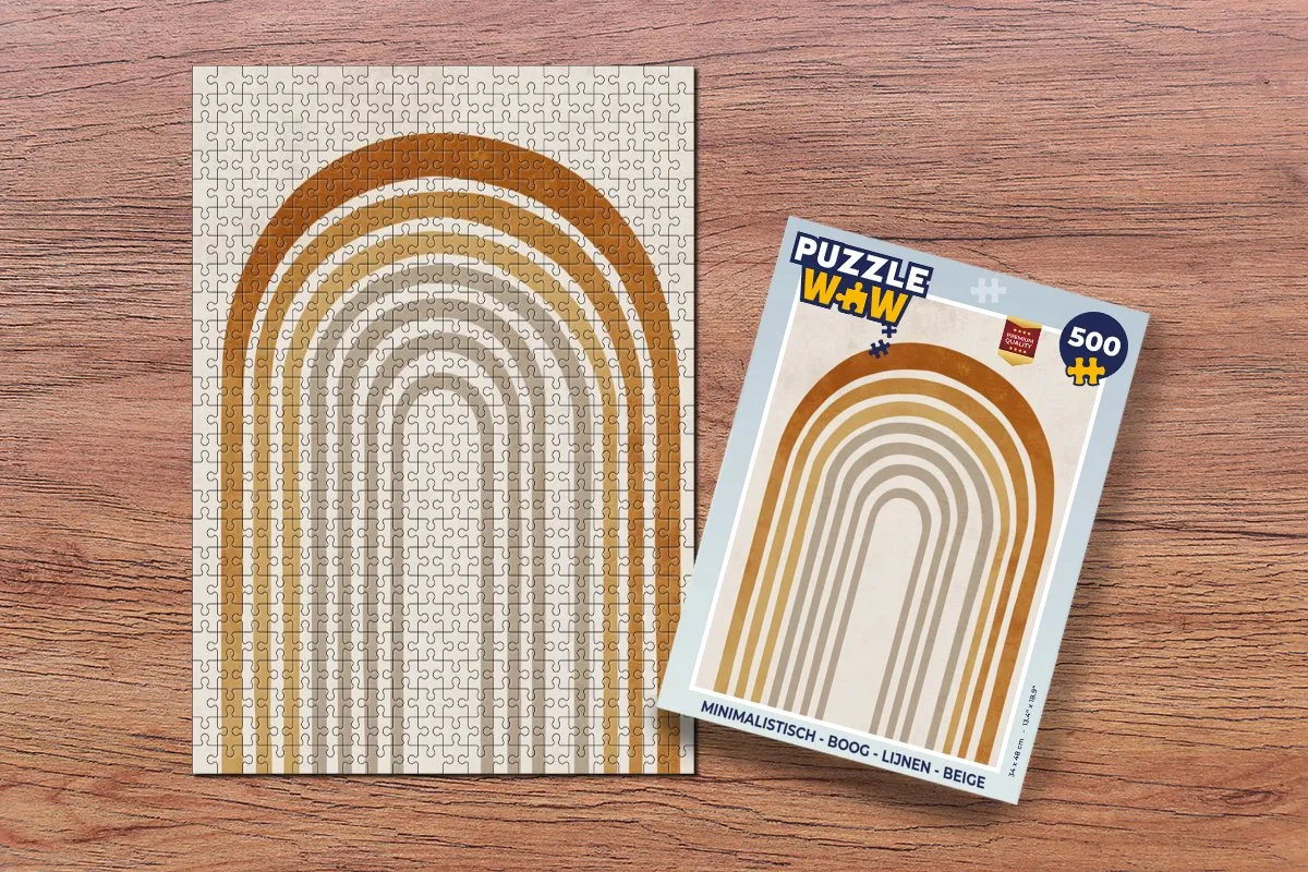 PuzzleWow Minimalistisch Boog Lijnen Legpuzzel 500 Stuks - Beige