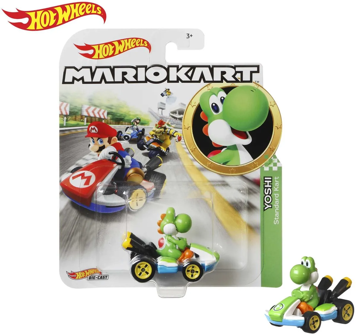 Hot Wheels Mario Kart Yoshi Standard Kart GLP38 - Multicolor