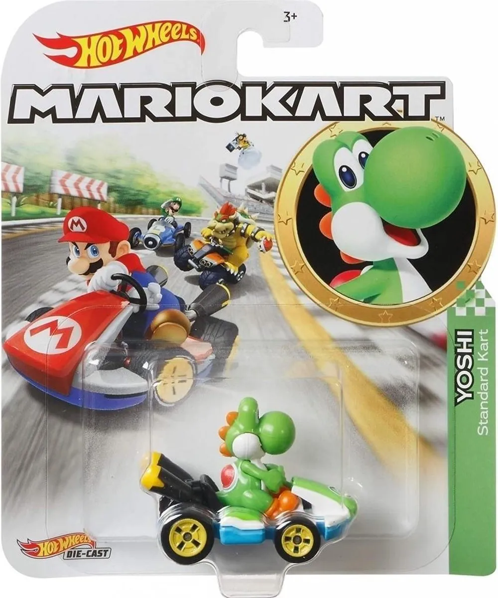 Hot Wheels Mario Kart Yoshi Standard Kart GLP38 - Multicolor