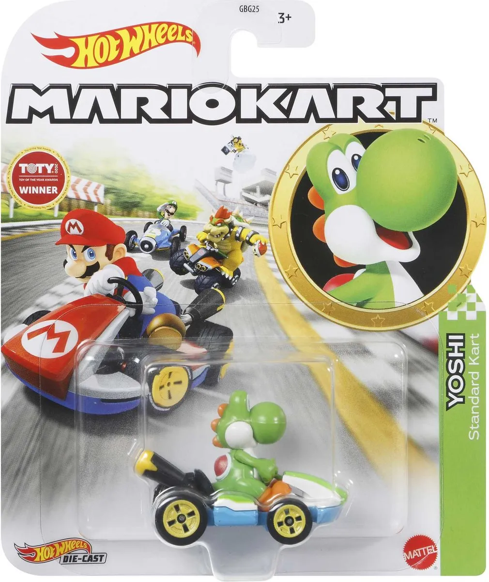 Hot Wheels Mario Kart Yoshi Standard Kart GLP38 - Multicolor