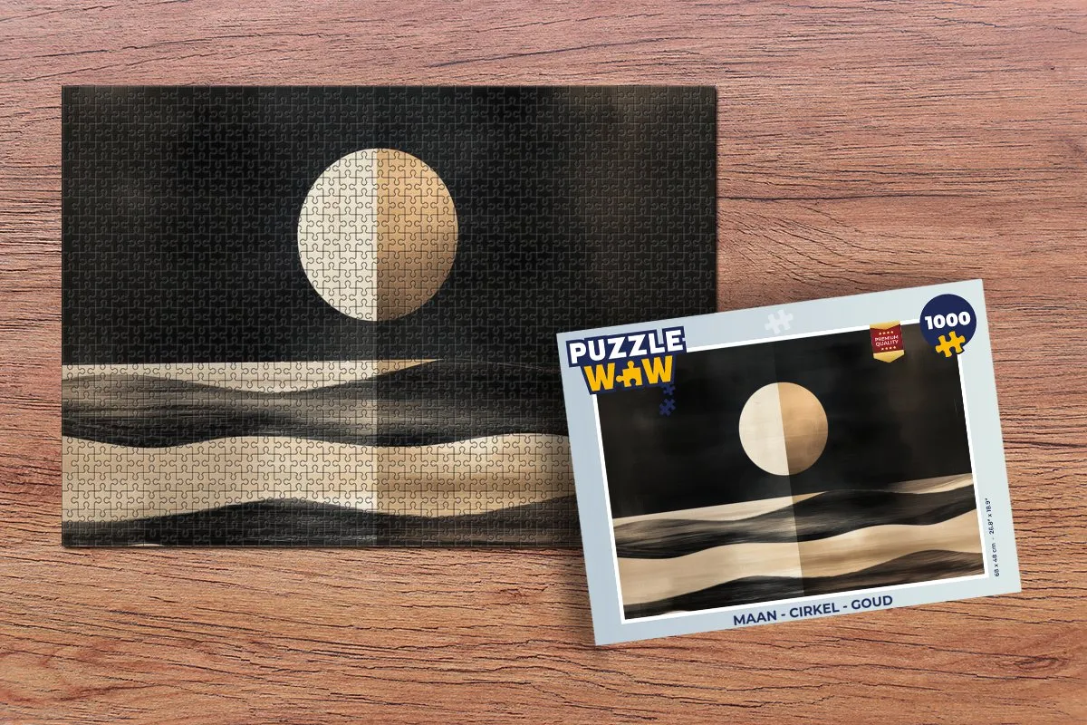 PuzzleWow Maan Legpuzzel 1000 Stuks - Goud/Zwart