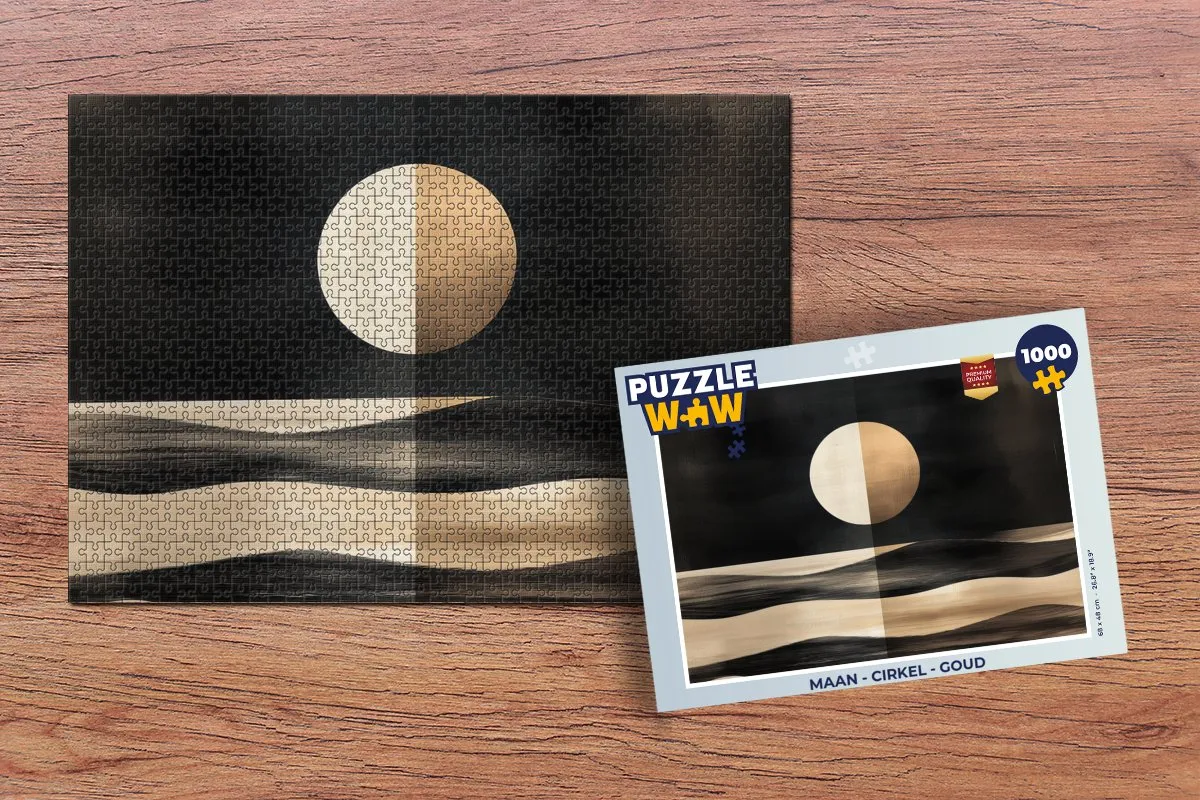 PuzzleWow Maan Legpuzzel 1000 Stuks - Goud/Zwart