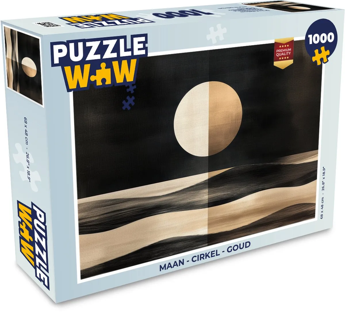 PuzzleWow Maan Legpuzzel 1000 Stuks - Goud/Zwart
