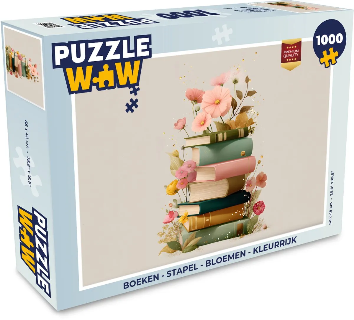 PuzzleWow Stapel Boeken Bloemen Legpuzzel 1000 Stuks