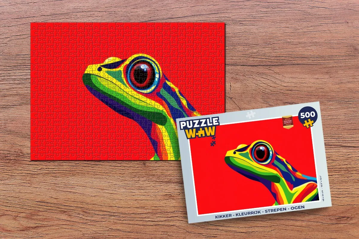 PuzzleWow Kikker Strepen Legpuzzel 500 Stuks - Kleurrijk