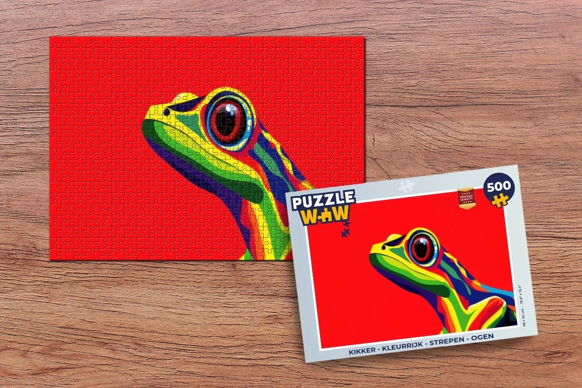 PuzzleWow Kikker Strepen Legpuzzel 500 Stuks - Kleurrijk