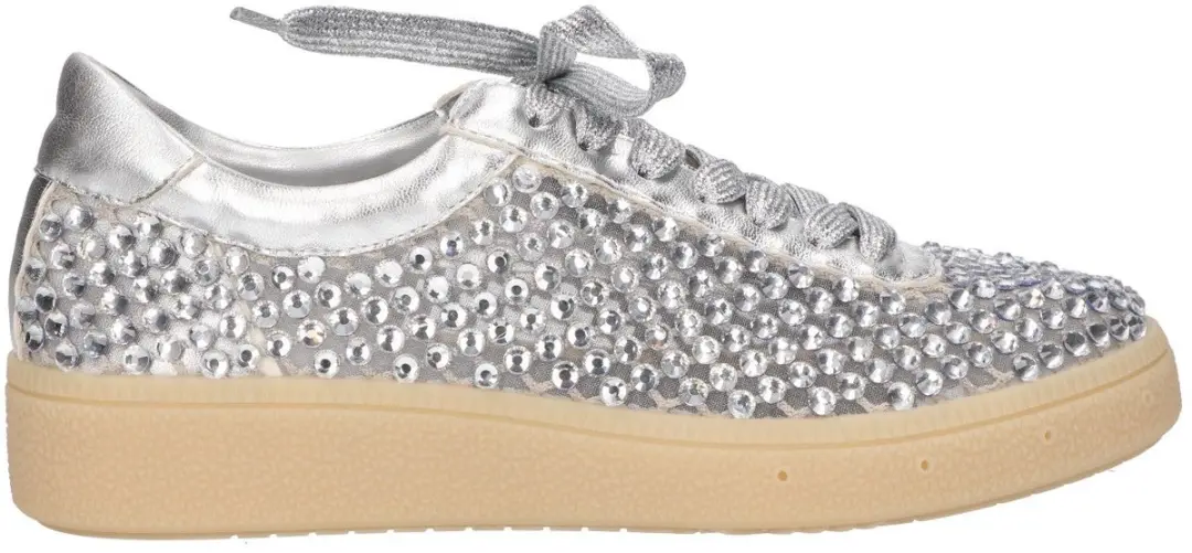 La Strada Sneaker Met Steentjes Zilver Mesh