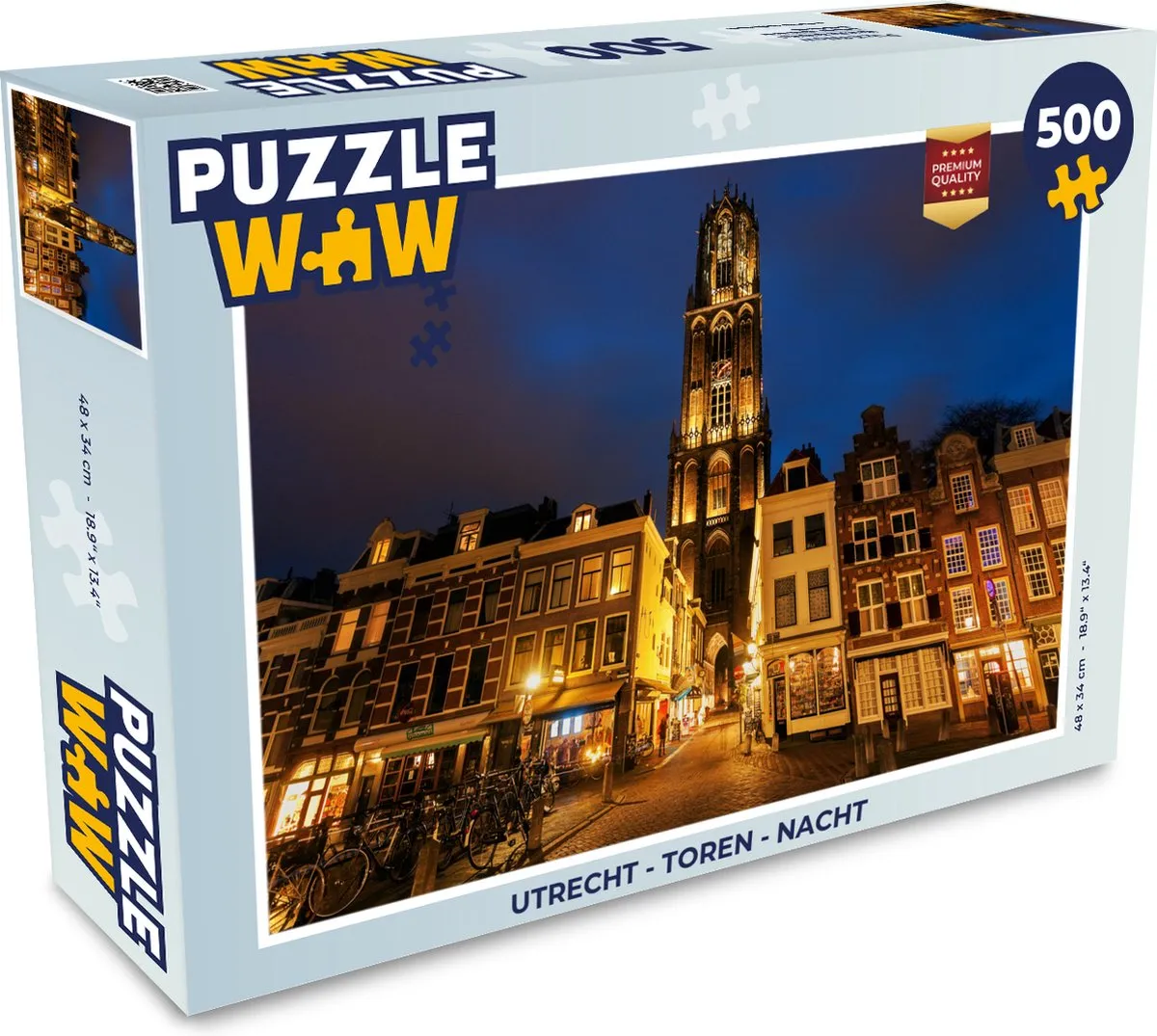 PuzzleWow Utrecht Toren Nacht Legpuzzel 500 Stuks - Multicolor