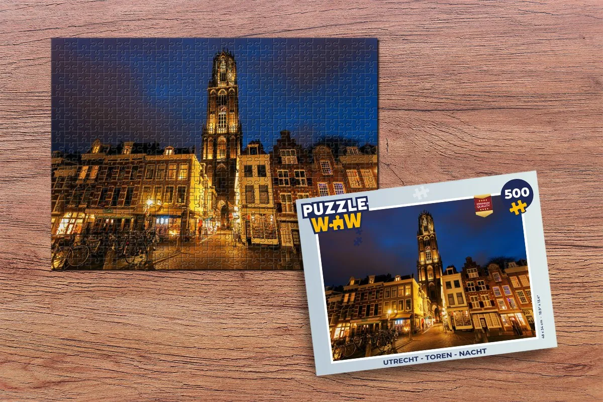 PuzzleWow Utrecht Toren Nacht Legpuzzel 500 Stuks - Multicolor