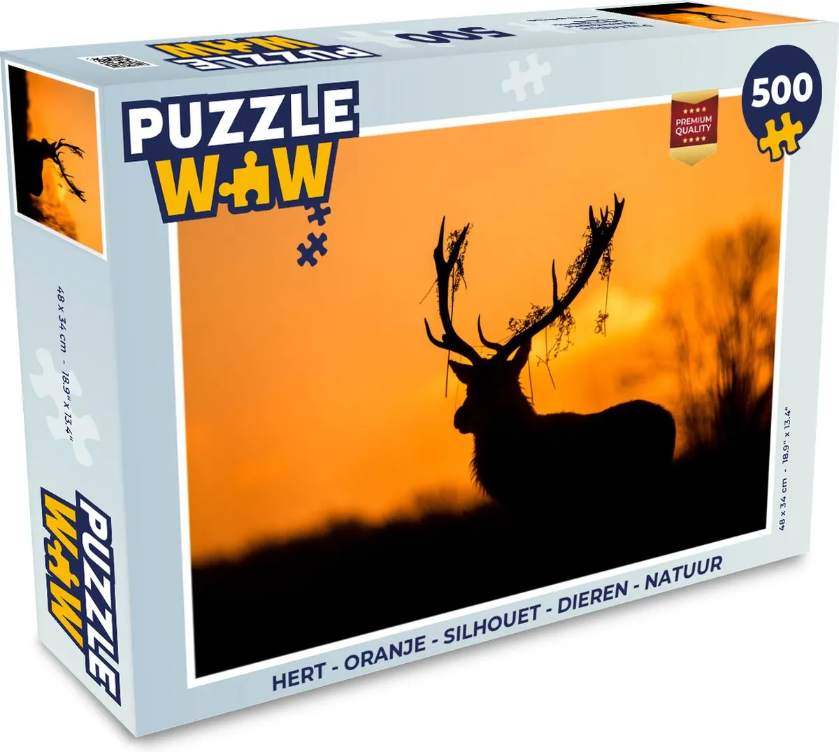 PuzzleWow Hert Silhouet Legpuzzel 500 Stuks - Multicolor