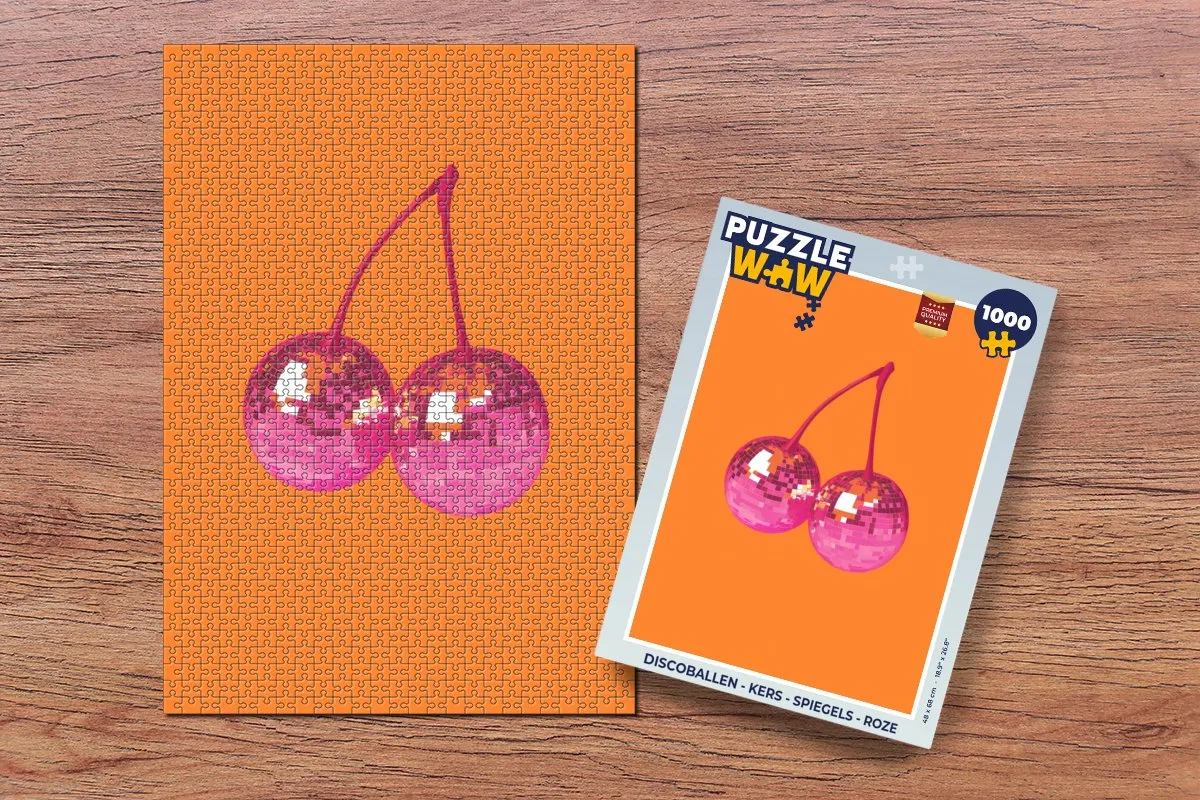 PuzzleWow Discoballen Legpuzzel 1000 Stuks - Roze
