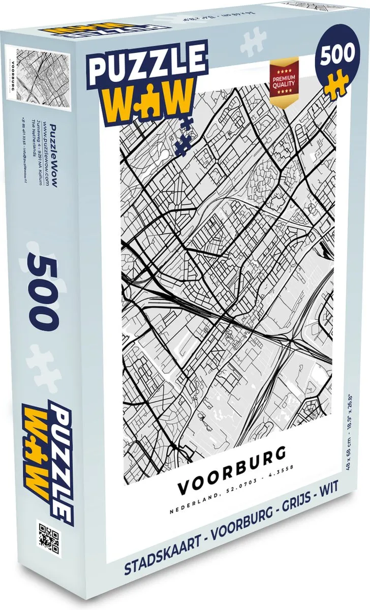 PuzzleWow Stadskaart Voorburg Legpuzzel 500 Stuks - Multicolor