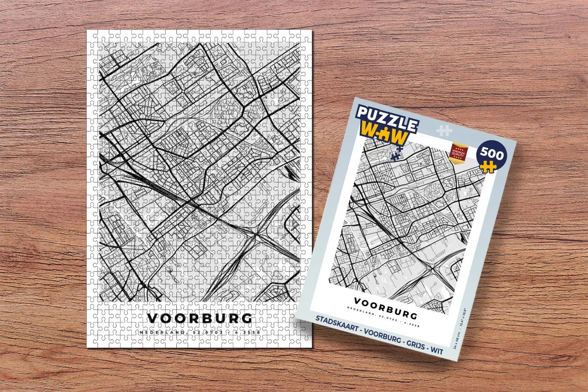 PuzzleWow Stadskaart Voorburg Legpuzzel 500 Stuks - Multicolor