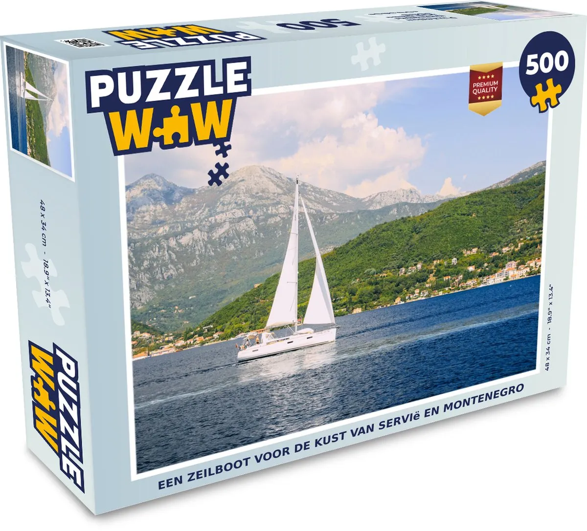 PuzzleWow Legpuzzel Een zeilboot voor de kust van Servië en Montenegro 500 Stuks - Multicolor